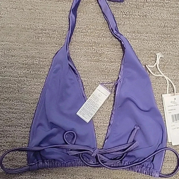 *Final Price*Good American Lilac Shine Ruched Halter Bikini Top Size 1/Small NWT - Picture 5 of 6